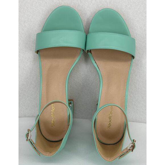 Modcloth Fun Direction Bee Embroidered Mint Heel Sandals 6 - Picture 6 of 8